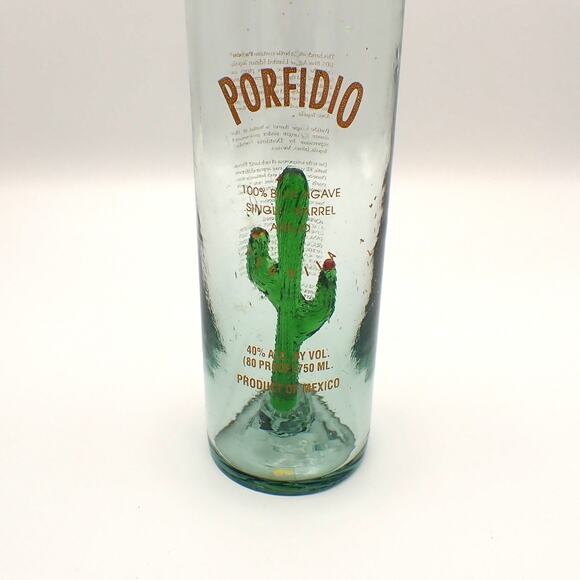 Porfidio Anejo EMPTY Bottle #7583 Green Cactus Hand Blown Art Glass 750ml VG - Picture 3 of 15
